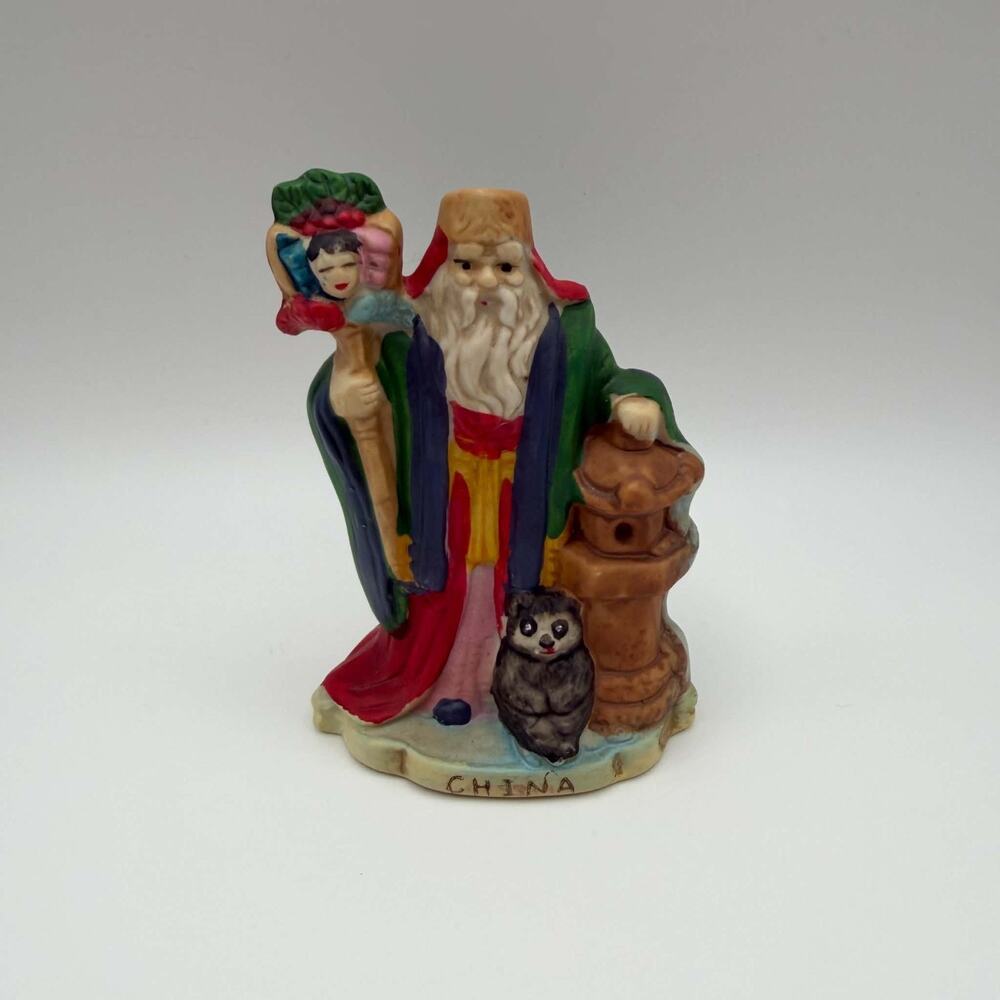 Santa's of the Nations: China Painted Porcelain Vintage 1991 Christmas Figurine